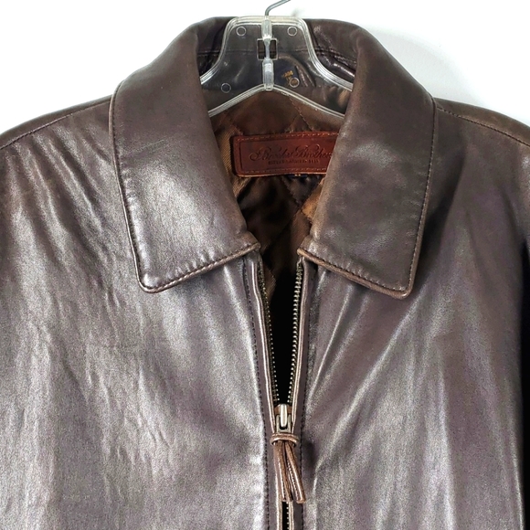 Brooks Brothers Brown Lambs Leather Bomber Jacket L XL EUC - Picture 2 of 15